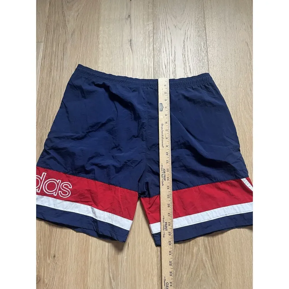 Vintage 90s ADIDAS Men's Red White Blue Mens Soccer Shorts L Retro Athleisure